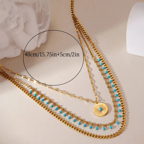 Gold_Spearmint_Three_Layer_Necklace_For_Women